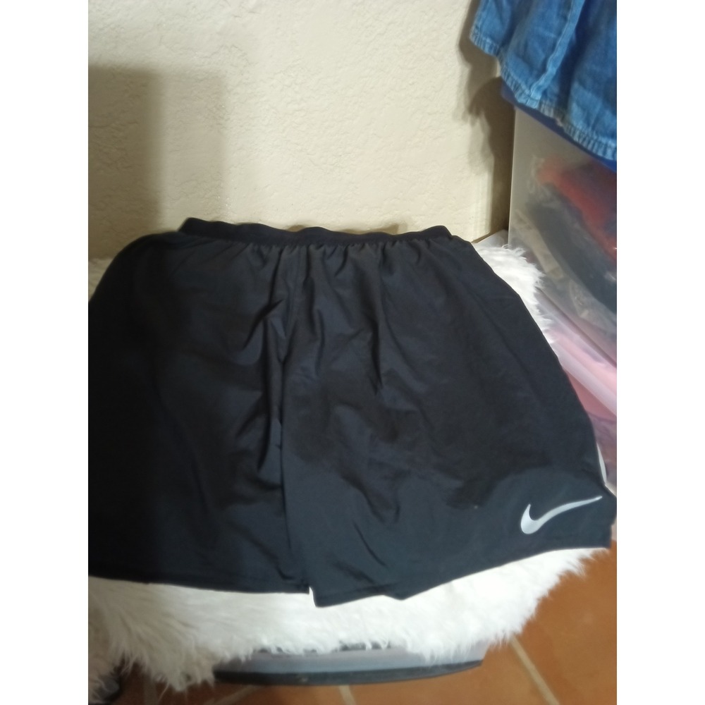 Nike Dri-FIT Mens Black Athletic Training Running Shorts XL Silver Swoosh